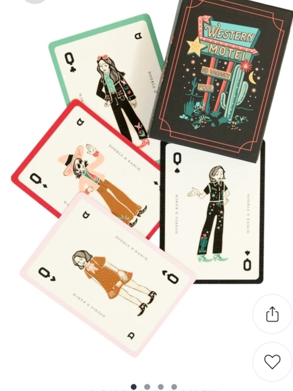 Double D Ranch Playing Cards set — Black, Teal, Pink, Red, Orange